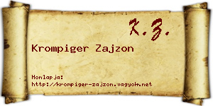 Krompiger Zajzon névjegykártya